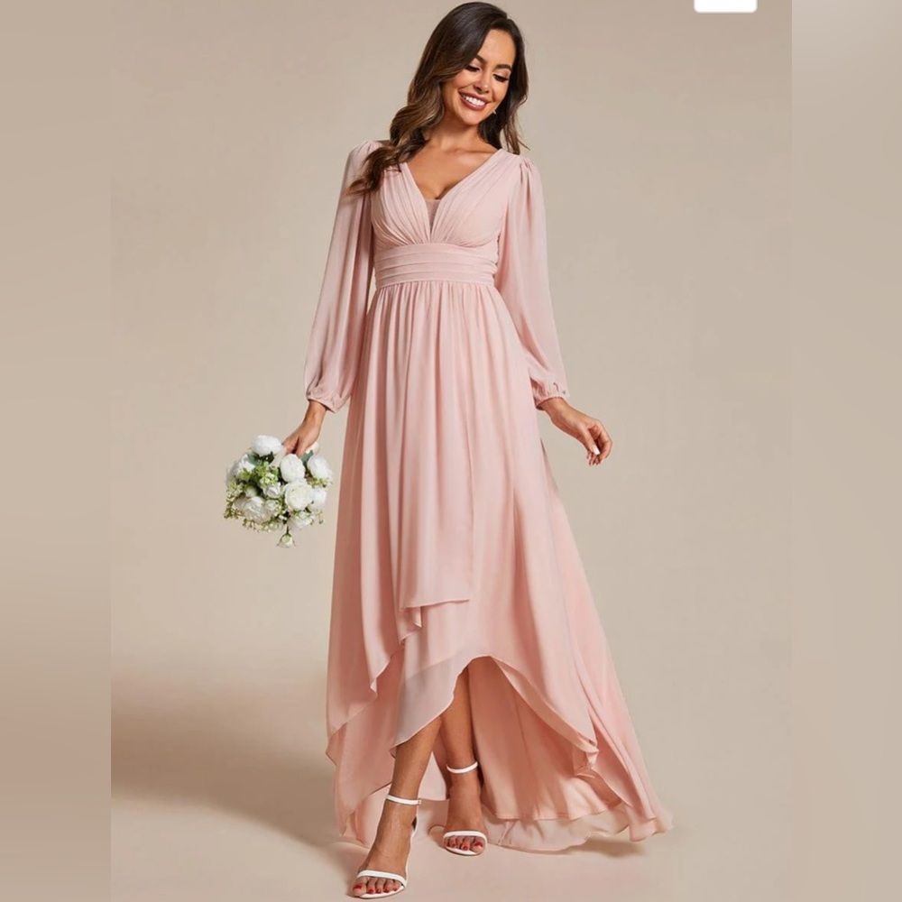 Ever Pretty A- Line Pleated See-Through Long Lantern Midi Chiffon Dress Side 10